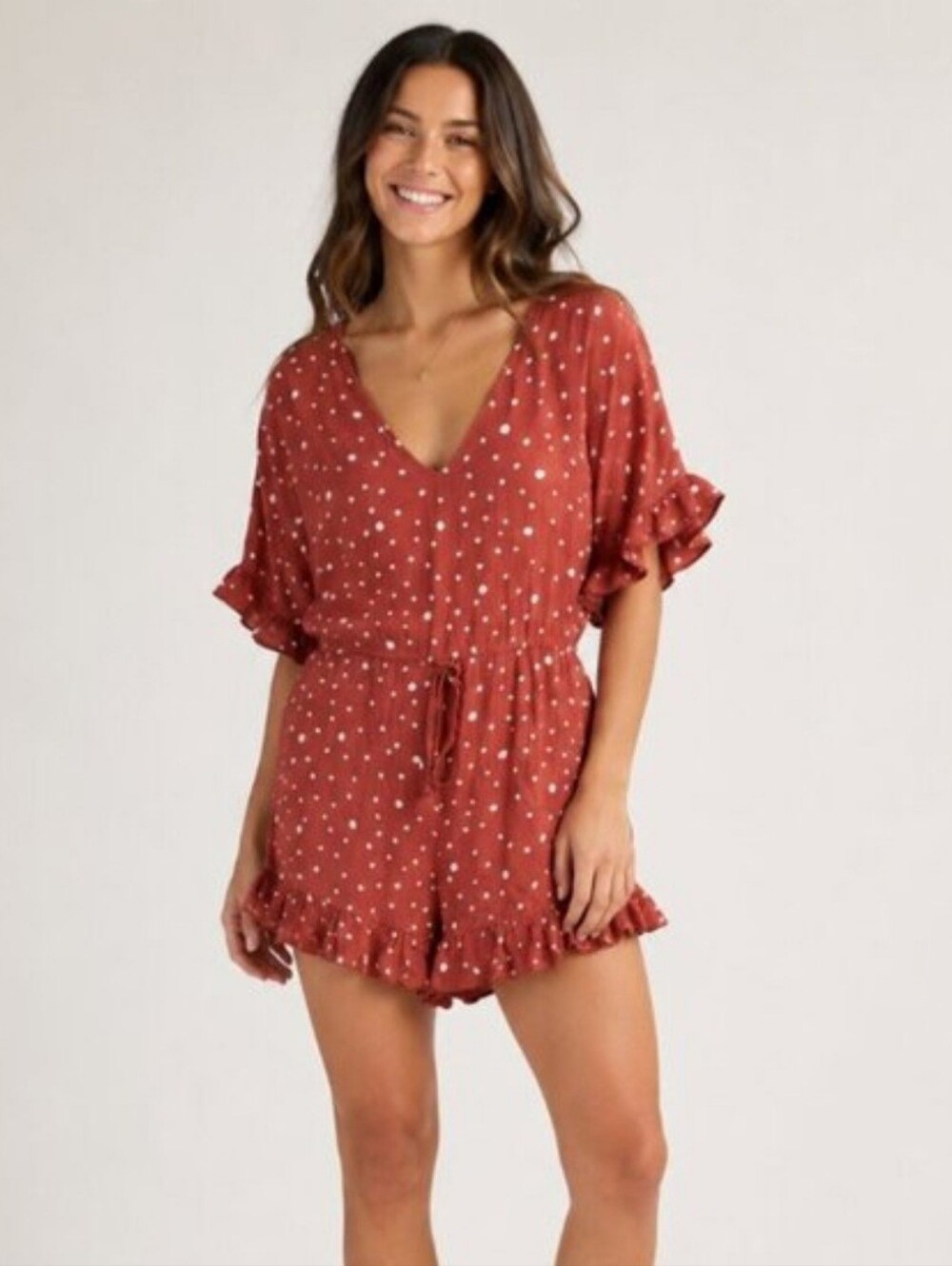 Allie Rose Pink Polka Dot Romper Nwt
